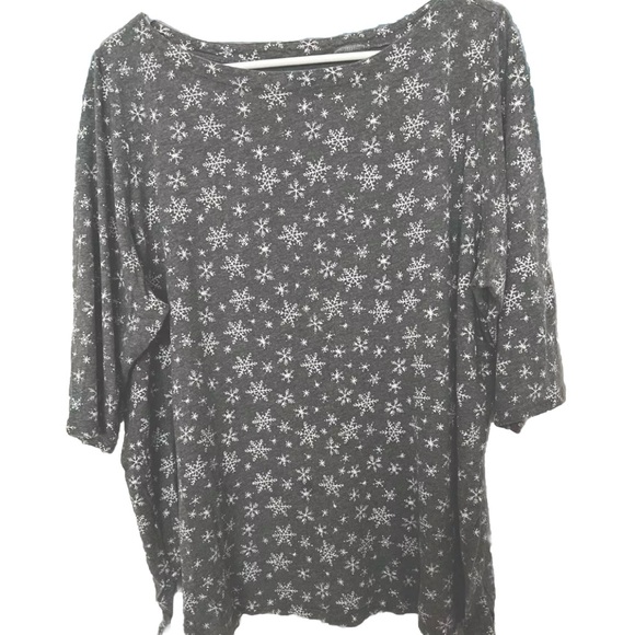 WOMAN WITHIN SNOWFLAKE 3/4 SLEEVE TOP GRAY 22/24 1X - Picture 8 of 8